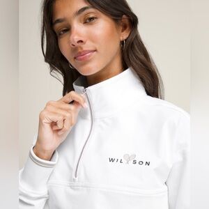 NWT Wilson Davenport Woven Popover Quarter-Zip Tennis Racket Jacket Medium White